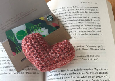 Crocheted heart with Starbucks gift card